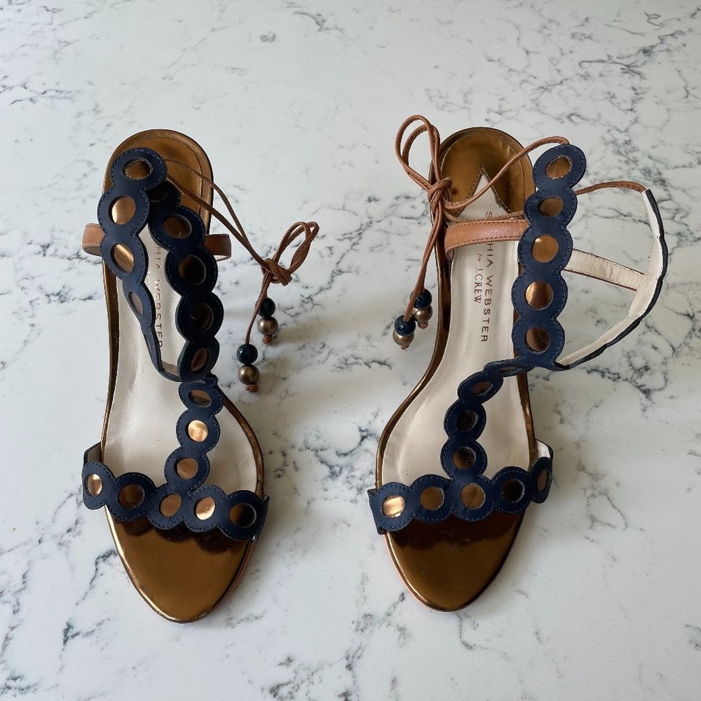 Sophia Webster x J.Crew Strappy Navy/Bronze Heels